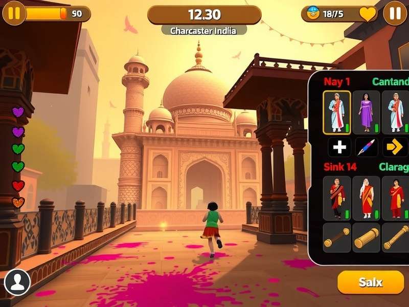 Daring Dash India gameplay screenshot showing character running through Indian temple